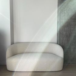 Ivory Boucle Loveseat, Couch. CB2