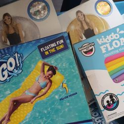 Pool floats, beach ball and drink holders