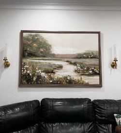 Large Framed Canvas Wall Art - Modern Farmhouse Landscape