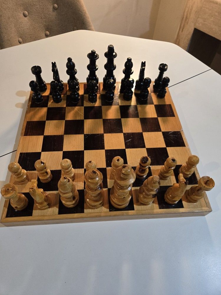 Large Vintage Russian Wooden Chess Set/ PRICE IS NEGOTIABLE