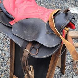 Vintage Kids Size Western Saddle For Decor 
