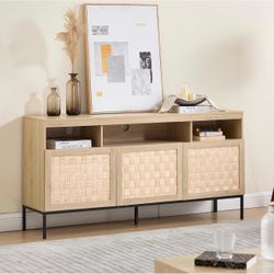 100% brand new in box 63” wood cabinet tv stand with storage Farmhouse Entertainment Center for Bedroom