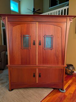 Arts & crafts mahogany TV armoire