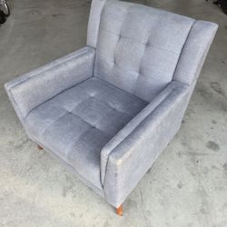 Mid Century Modern Gray Accent Chair with Wood Legs
