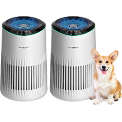 Air Purifiers for Bedroom Home with Sleep Mode for Smoke Pet Dander Odors, Small Air Purifier with Fragrance Sponge, Blue Ambient Light, 23dB Quiet, M