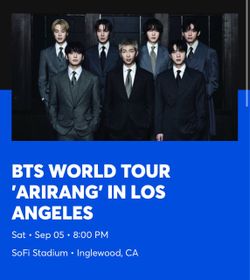 BTS World Tour Tickets 9/5 Sofi Stadium