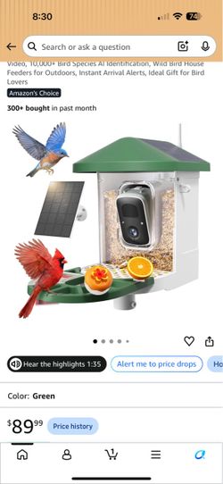 Smart Bird Feeder with Camera and Solar Panel
