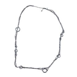 Lia Sophia silvertone multi-strand chain necklace w/ thick circles,33"-36.5".EUC