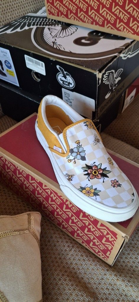 Vans-Classic Slip-On-Cottage Check Yellow 8.0F/6.5M