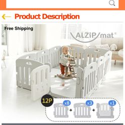 ALZiP Baby Playpen (12 Panels) + Door – 240x140 cm