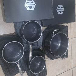HexClad Hybrid Nonstick 6-Piece Frying Pan Set, 8, 10 and 12-Inch Frying Pans and Pots