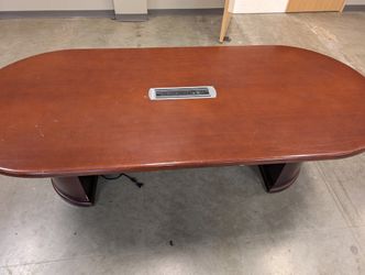 Large Racetrack Conference Table with Integrated Connectivity Module