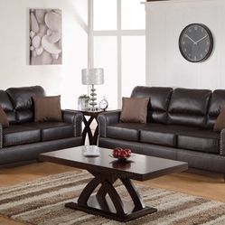 Brown Leather Sofa And Loveseat 