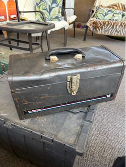 All American 16” Metal Toolbox – Fair Condition, Rusty & Dented – Solid Beater Box