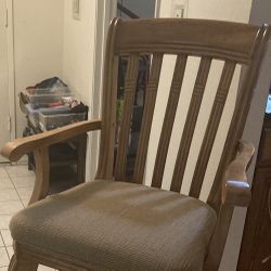 Wooden Bar Stool with Back, Arms, and Cushion