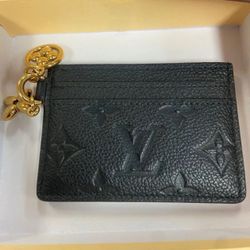 Louis Vuitton Empreinte Black Leather Cardholder with Gold Charm