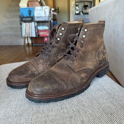 J. Crew Kenton Cap Toe Waxed Leather Boots - Size 12 M