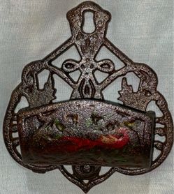 Antique Cast Iron wall-mounted match holder striker (READ DESC)