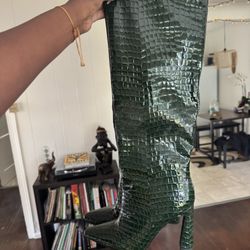 Knee High Leather Snake Skin Boots