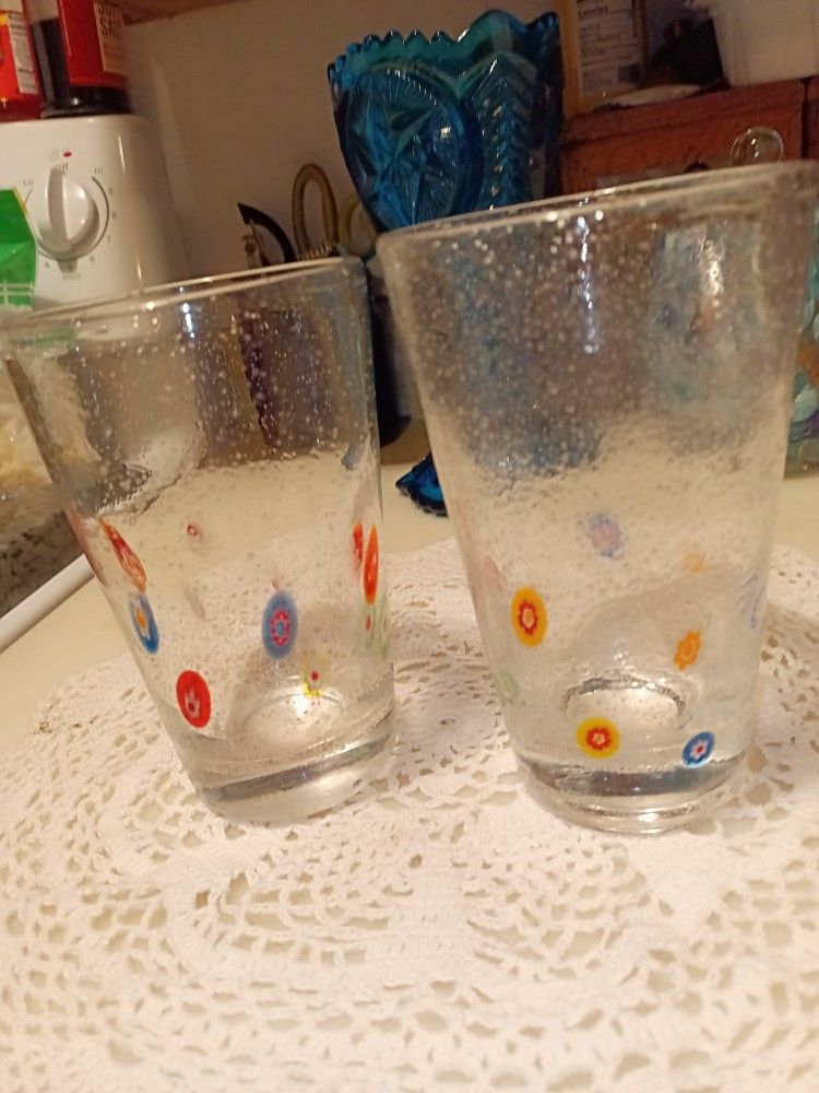 VNG Murano Millefiori Bubble Glasses