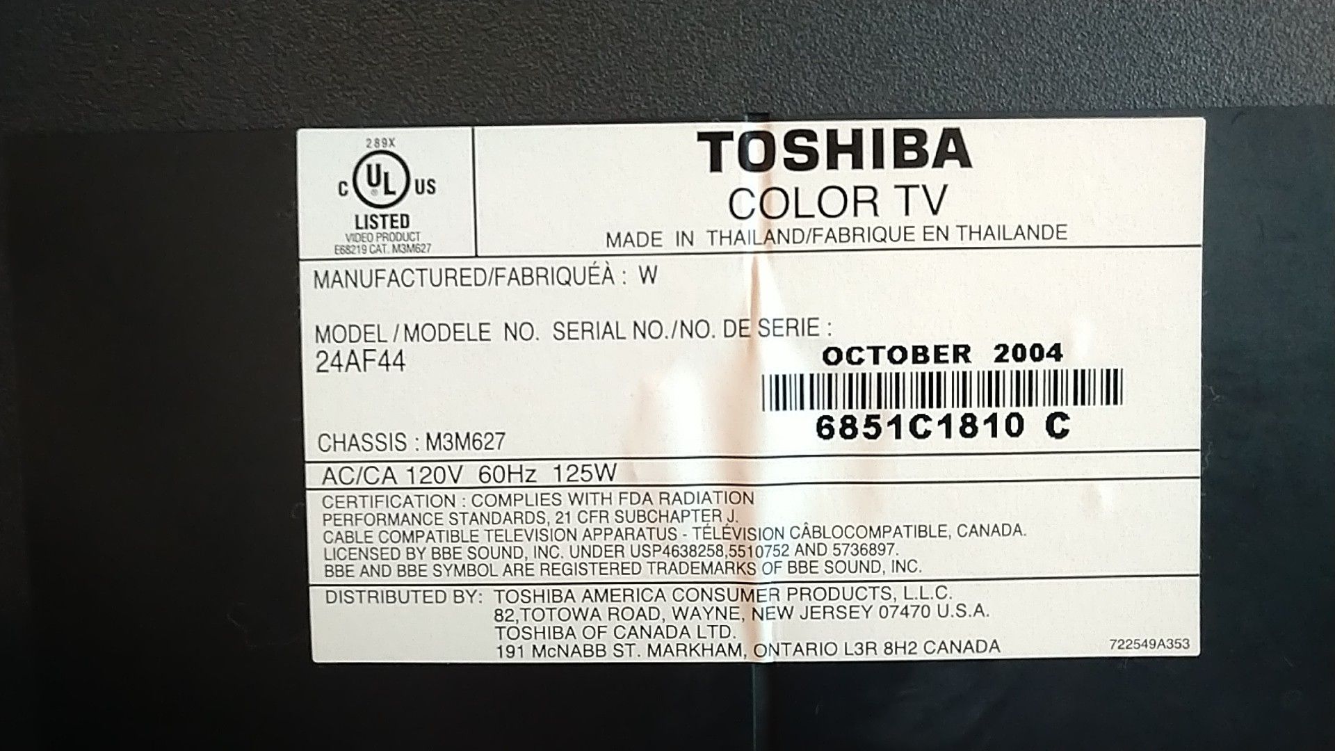 Toshiba TV model 24af44 for Sale in Clarksville, TN OfferUp