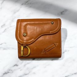 Iconic Dior Saddle Wallet - Brown Leather Compact Bifold