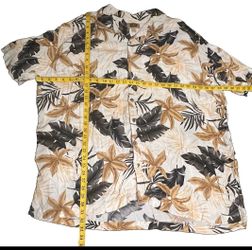 The Foundry Supply Co Beige Rayon Tropical Floral Short Sleeve Button-Up Shirt