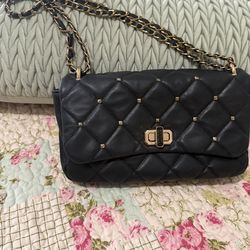 Badgley Mischka vegan black leather studded purse