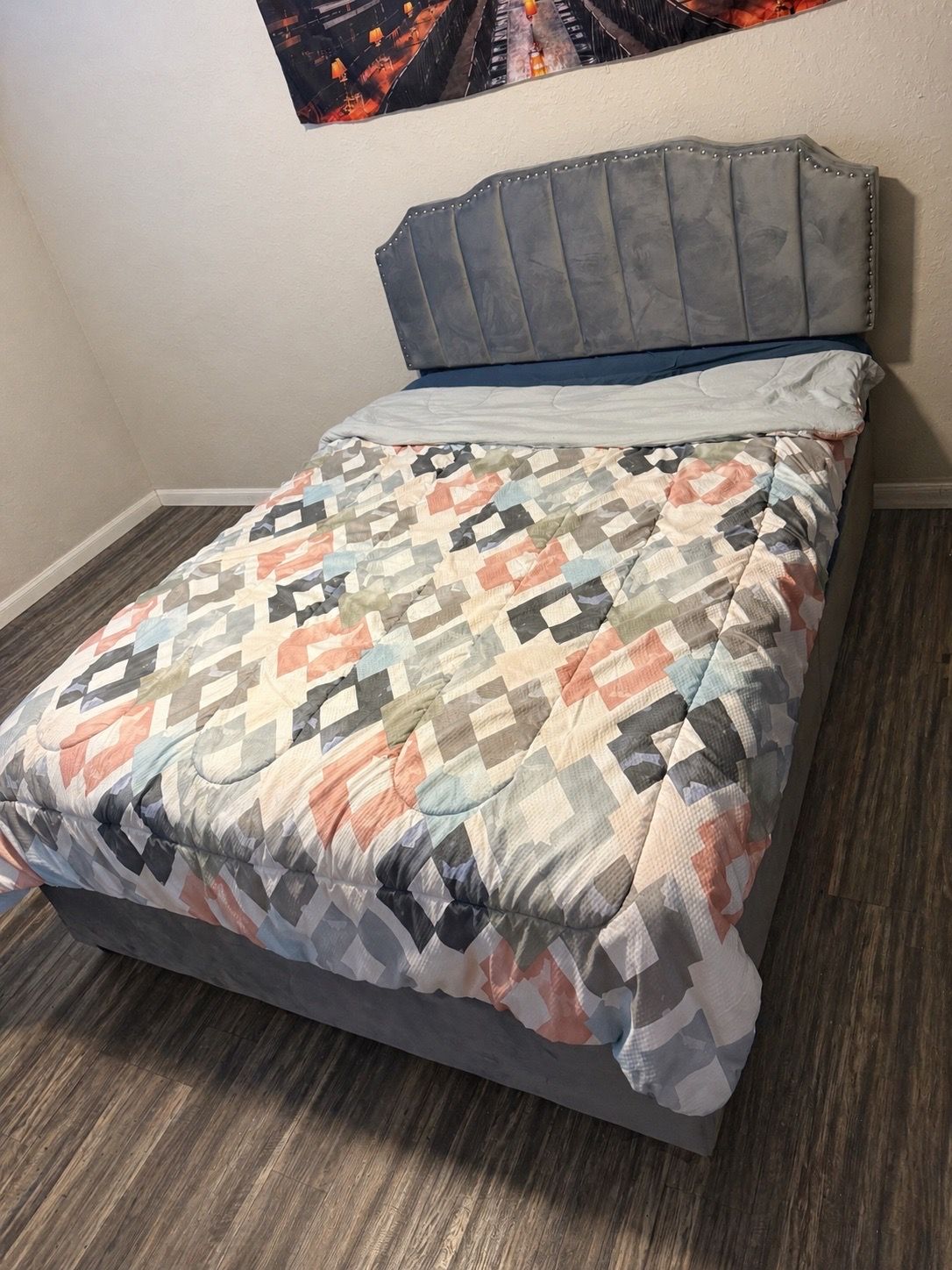 Full bed frame and mattress