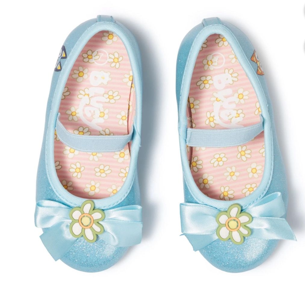 Bluey Toddler Girls Glitter Bow Ballet Flats