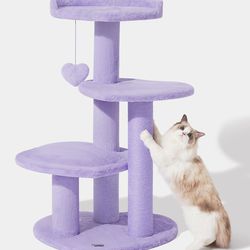 40 inch tall Purple heart cat tree climber with 4 platforms