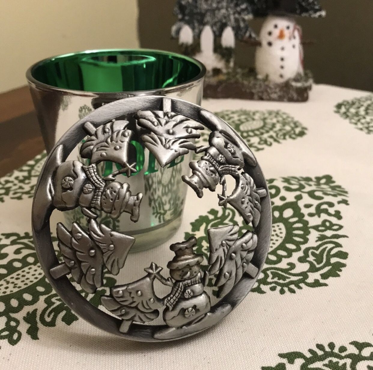 New-Yankee Candle Topper Christmas Tree-Snowman