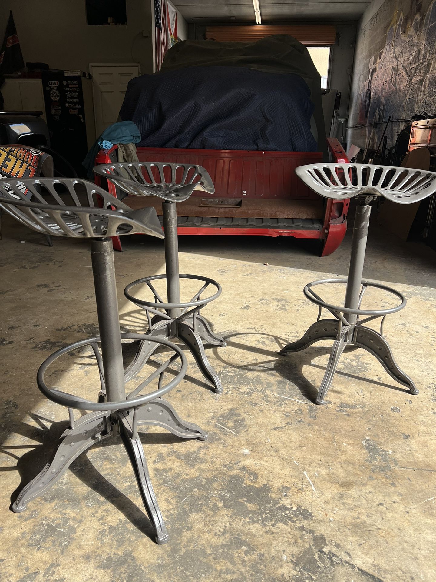 Rustic Tractor Style Barstools 