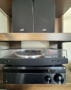 Audio-Technica Turntable — Sony receiver — Polk speakers.