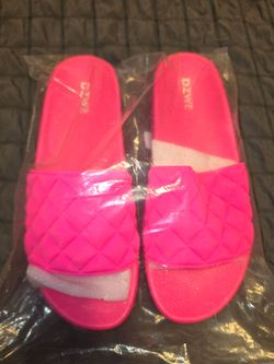 NEW Neon Pink Platform Slides Size 8