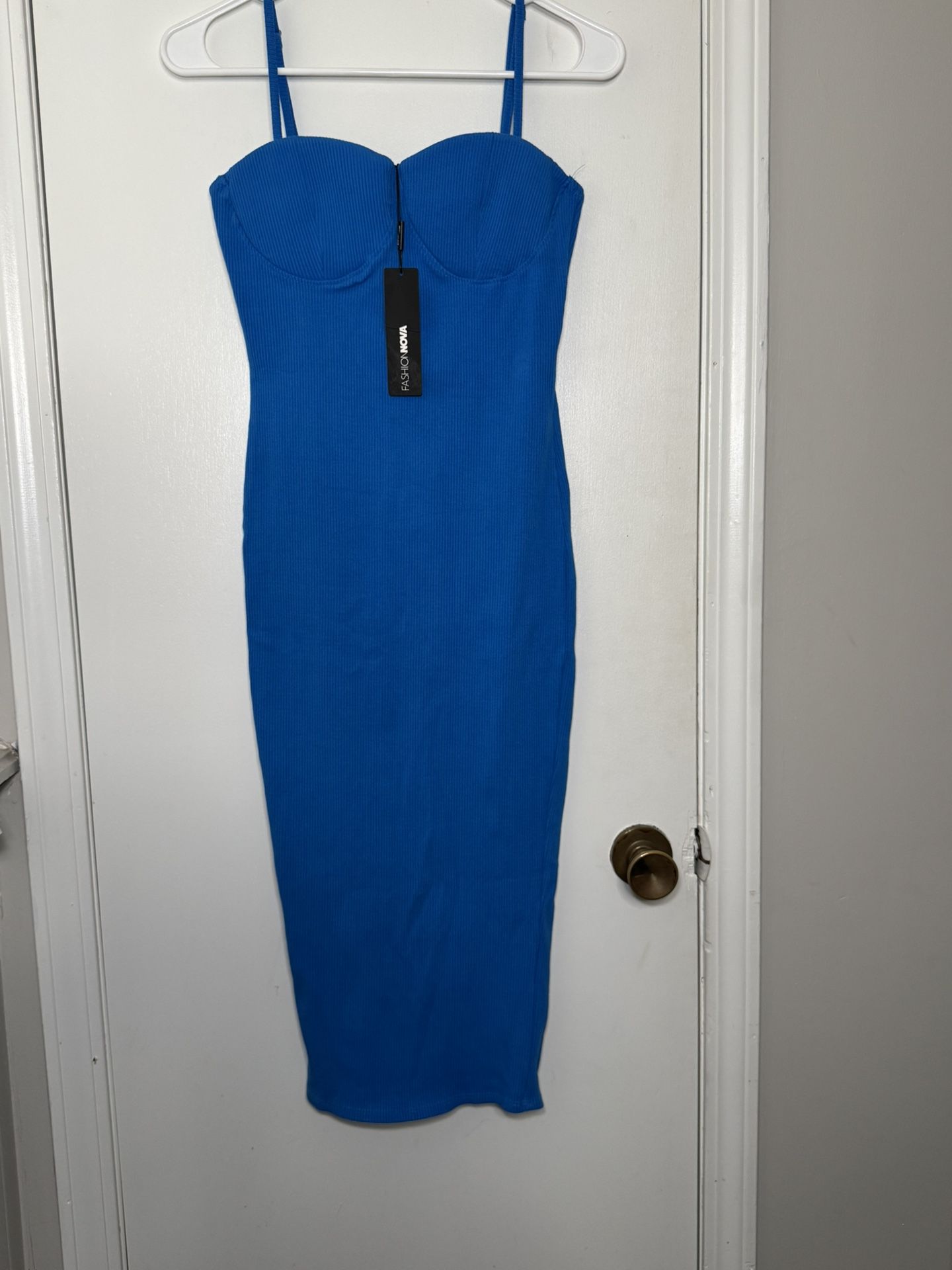 Fashion Nova Ava Snatched Midi Dress Size XL Blue