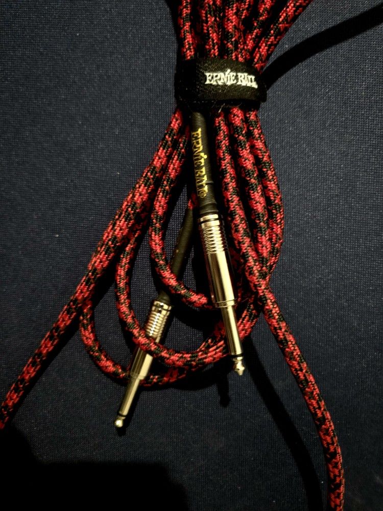 Ernie Ball 18FT Braided Red/Black Intrument Cable