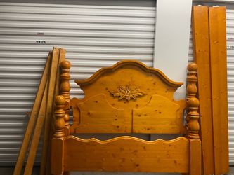 Queen knotty pine vintage  bedroom frame set