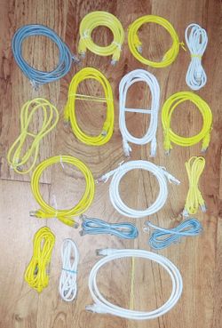 Lot Of 16 Cat 6 ethernet Cables 7ft, 6ft new