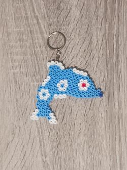 Blue Dolphin Peler Bead Keychain