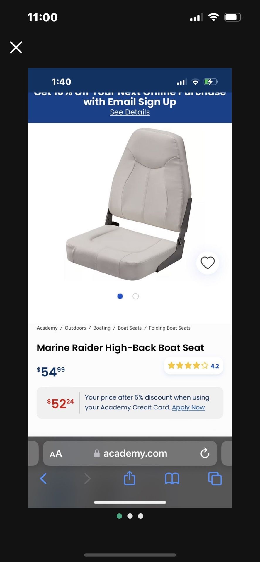 Marine Raider High Back Boat Seat