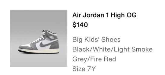 Air Jordan 1 High OG Big Kids Size 7Y