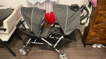 double stroller, grey