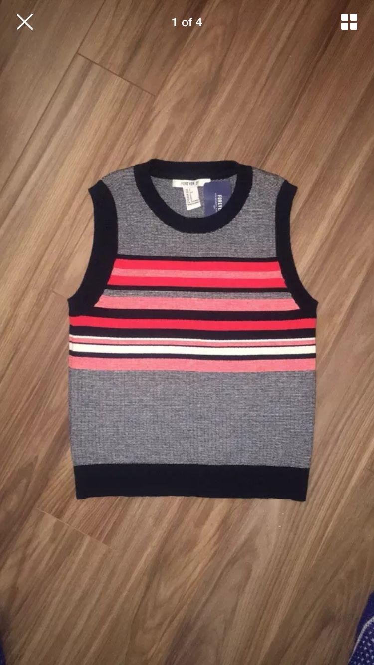 Striped Sweater vest forever 21 size SMALL