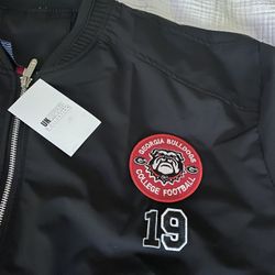 Plus Size Black Men Georgia Bulldog Logo Jacket 5XL any season