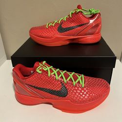 Nike Zoom Kobe VI 6 Protro Low Reverse Grinch Red Green - Mens 11.5 - FV4921-600
