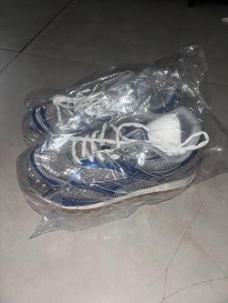 Silver and Blue Athletic Sneakers
