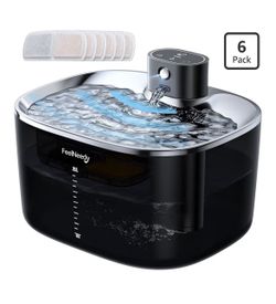 FEELNEEDY Wireless Cat Water Fountain, No Pump for Easy Cleaning, 4000mAh Detachable & Rechargeable Battery, Motion Sensor with Low Water & Power Aler