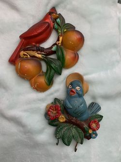 Two Chalk Ware Birds