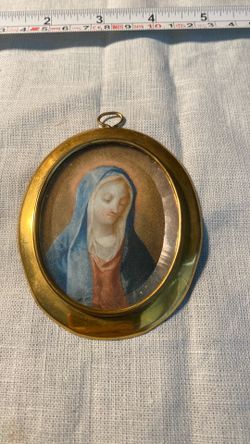 Antique Catholic icon of the Virgin Madonna